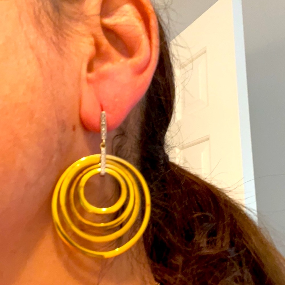 Solid Sterling Silver Yellow Gold Plated Earrings - image 3